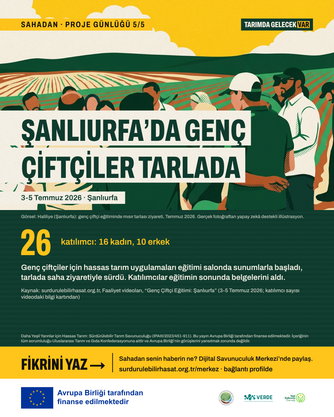 Şanlıurfa'da genç çiftçiler tarlada